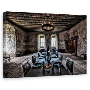 Tablou canvas - Casa De Piatra , Vechi, Medieval, Castel, Camera, Candelabru, 80 x 120 cm