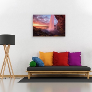 Tablou canvas - Cascada Inflacarata, Apa, Rau, Parau, Apus De Soare, 80 x 120 cm - Img 2