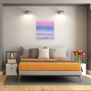 Tablou canvas - Cer Roz, Apus De Soare, Munte, Ceata, 90 x 90 cm - Img 3