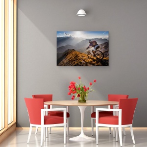 Tablou canvas - Chemarea Muntelui, Sport, Actiune, Bicicleta, Extrem, Casca, 60 x 90 cm - Img 4