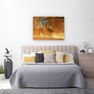 Tablou canvas - Chemarea Salbaticiei, Caini, Lupta, Animal, Pet, Curte, 60 x 80 cm - Img 3