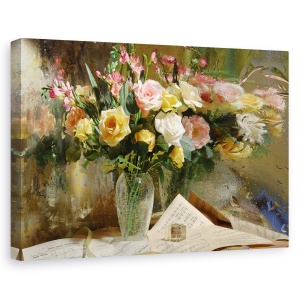 Tablou canvas - Cometa, Reflectie, Oglinda, Pictura, Flori, Trandafiri, 60 x 90 cm