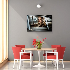 Tablou canvas - Conducand Diva La Un Eveniment, Diva, Model, Moda, Vintage, Masina, 40 x 60 cm - Img 4