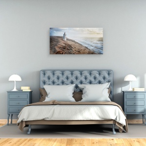 Tablou canvas - Crapatura In Timp, Nisip, Apa, Far, Danemarca, Coasta, 50 x 100 cm - Img 3