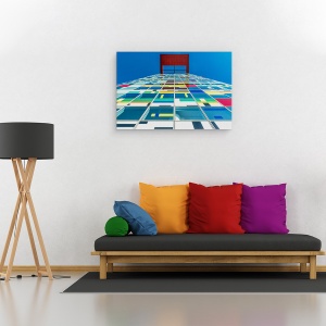 Tablou canvas - Culori, Perspectiva, Fatada, Arhitectura, Ferestre, Perete, 60 x 90 cm - Img 2