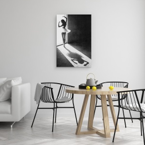 Tablou canvas - Dansul Umbrelor, Balet, Alb-Negru, 60 x 90 cm - Img 4