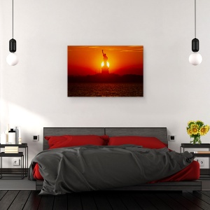 Tablou canvas - De Doua Ori Pe An, Apus De Soare, Statuia Libertatii, 80 x 120 cm - Img 3