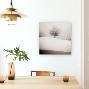 Tablou Canvas - Degrade De Iarna, Copac, Alb-Negru, Peisaj, Natura, 60 x 60 cm - Img 4