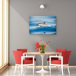 Tablou canvas - Delfinul In Dungi, Delfin, Mare, Natura, Salbatic, Delfini, 40 x 60 cm - Img 4