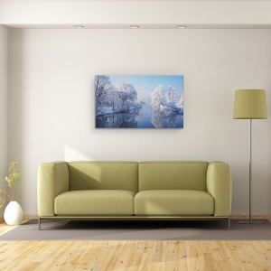 Tablou canvas - Dimineata Cea Mai Rece, Iarna, Peisaj, Pomi, Inghet, Racoare, Zapada, 50 x 80 cm - Img 2