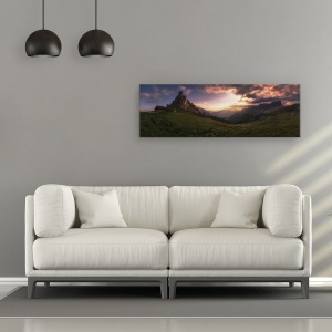 Tablou Canvas - Dolomiti, Panorama, Italia, Apus De Soare, intuneric, Vale, 30 x 90 cm - Img 2