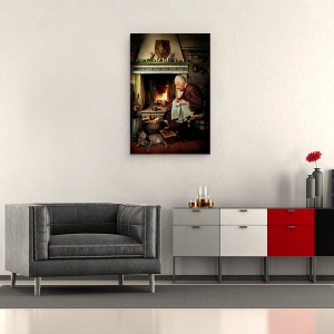 Tablou canvas - Draga Pisica A Fost Odata Ca Niciodata, Vechi, Doamna, Varsta, Foc, 40 x 60 cm - Img 2