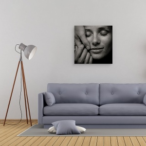 Tablou canvas - Dragoste In Interior, Portret, Romantism, Alb-Negru, 90 x 90 cm - Img 2