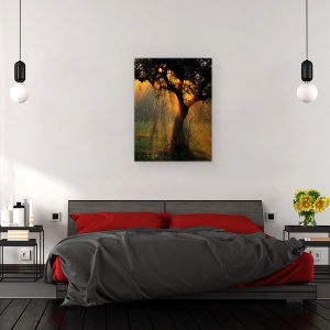 Tablou canvas - Dus Usor, Maslin, Copac, Apa, Irigare, Apus De Soare, 60 x 80 cm - Img 3
