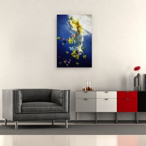 Tablou canvas - Fantezie De Flori, Fata, Inot, Sub Apa, Par, Fata, 60 x 90 cm - Img 2