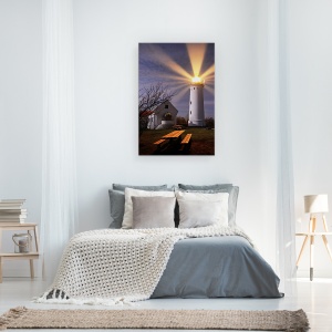 Tablou canvas - Far, Banca, Noapte, Danemarca, Far, Raze, 40 x 60 cm - Img 3