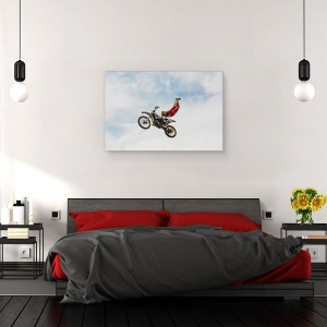 Tablou canvas - Fara Maini Superflyer, Zbor, Cascadorie, Spectacol, Calaret, Motocicleta, 80 x 120 cm - Img 3