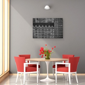 Tablou canvas - Fifth Avenue, Alb-Negru, Arhitectura, Geometrie, Ferestre, Fatada, 40 x 60 cm - Img 4