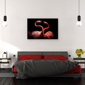 Tablou canvas - Flamingo, Pasare, Animal, Rosu, Intuneric, 40 x 60 cm - Img 3