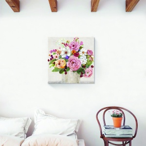 Tablou decorativ floral pe canvas în nuanțe de roz 60x60 cm