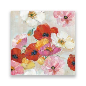 Tablou Canvas - Floral, Flori de maci, Buchet, Multicolor, Pictura, 60 x 60 cm