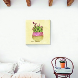 Tablou decorativ floral canvas cu flori în vază, 60x60 cm