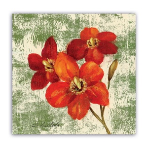 Tablou Canvas - Floral, Vintage, Rosu, Narcis, 60 x 60 cm