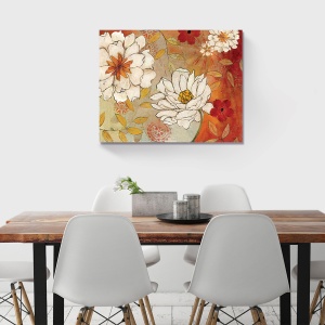 Tablou Canvas - Flori albe, Toamna, Portocaliu, 80 x 100 cm - Img 2
