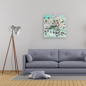 Tablou canvas - Flori, Antic, Vaza, Pictura, 90 x 90 cm - Img 2
