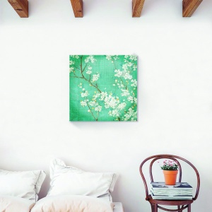 Tablou decorativ flori de cirese alb vintage pe canvas