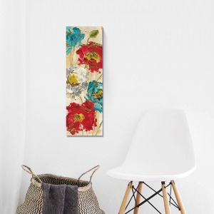 Tablou canvas cu flori de maci colorate 30x90 cm