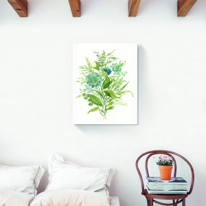 Tablou decorativ floral pe canvas cu flori verzi