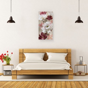 Tablou canvas - Flori, Flori De Primavara, Alb, Roz, Rosu, Pictura, 50 x 100 cm - Img 3