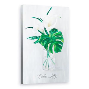 Tablou canvas - Flori, Flori, Kala, Alb, Vaza de sticla, Pictura, 40 X 60 cm