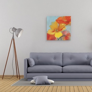 Tablou canvas - Flori, Flori, Rosu-Galben, Pictura, 60 x 60 cm - Img 2