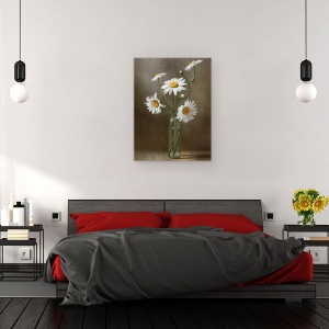 Tablou canvas - Flori, Gerbera, Alb, Vaza, Pictura, 60 x 80 cm - Img 3