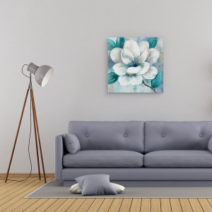 Tablou canvas - Flori, Magnolia, Albastru-Alb, Pictura II, 90 x 90 cm - Img 2