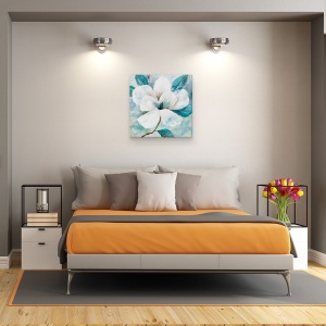 Tablou canvas - Flori, Magnolia, Albastru si Alb, Pictura, 60 x 60 cm - Img 3