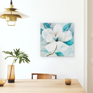 Tablou canvas - Flori, Magnolia, Albastru si Alb, Pictura, 90 x 90 cm - Img 4