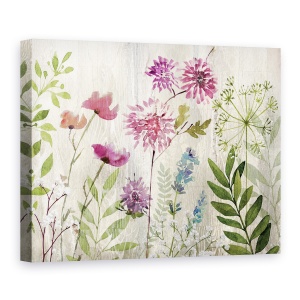 Tablou canvas - Flori, Pictura, Violet, Alb, Roz, Albastru, 50 x 70 cm