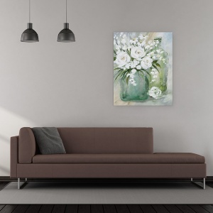 Tablou canvas - Flori, Primavara, Alb, Vaza De Sticla, Pictura, 60 x 75 cm - Img 2