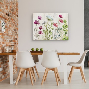 Tablou canvas - Flori, Violet, Alb, Roz, Albastru, Pictura, 50 x 70 cm - Img 4