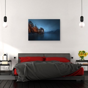Tablou canvas - Fortificatie Luminoasa, Lac, Elvetia, Castel, Calatorie, Geneva, 60 x 90 cm - Img 3