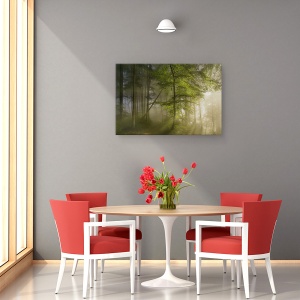 Tablou canvas - Frumusetea Diminetii, Padure, Lumina, Copaci, Zori De Zi, 60 x 90 cm - Img 4