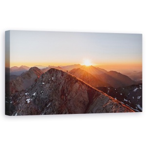 Tablou canvas - Fugind Pe Creasta, Creasta, Rasarit De Soare, Stol, Munte, Om, 50 x 100 cm