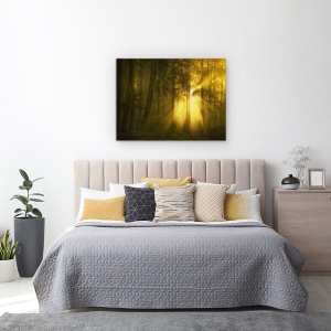 Tablou canvas - Galben, Peisaj, Soare, Dimineata, Rasarit De Soare, 75 x 100 cm - Img 3