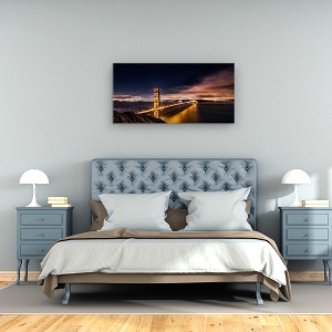 Tablou Canvas - Golden Gate La Stele, Pod, Noapte, San Francisco, 50 x 100 cm - Img 4