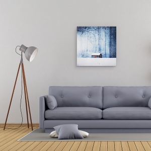Tablou canvas - Iarna, Copac, Zapada, Casa, Stele, 60 x 60 cm - Img 2