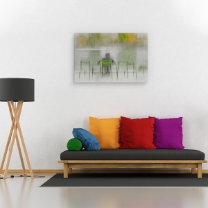 Tablou canvas - Iazul Aspiratiilor, Scaun, Pictor, Textura, Persoana, Sezand, 60 x 90 cm - Img 2