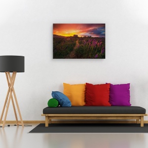 Tablou canvas - in bataia vantului, Peisaj, Flori, Apus De Soare, Camp, 80 x 120 cm - Img 2